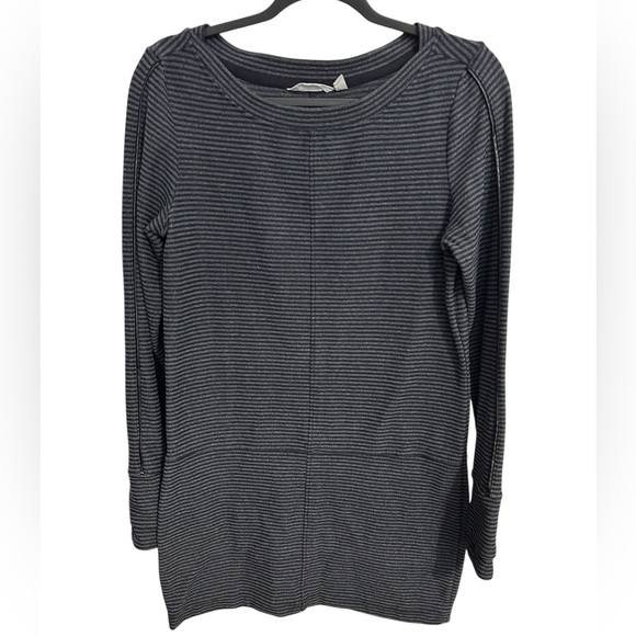 Athleta Gray Striped Nylon Blend Dress Size Small - Picture 1 of 12